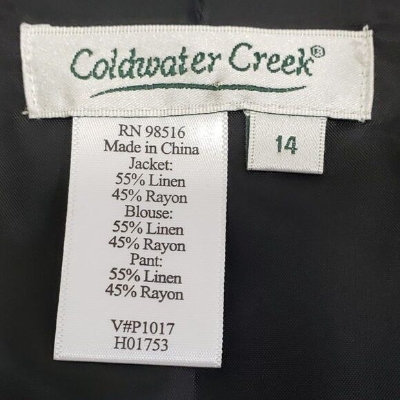 Coldwater Creek Beautiful Woman's Linen Blend Embroidered Lined Blazer, Size 14 - Picture 3 of 10